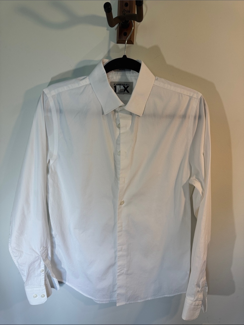 Express Men’s White Long-Sleeve Dress Shirt
